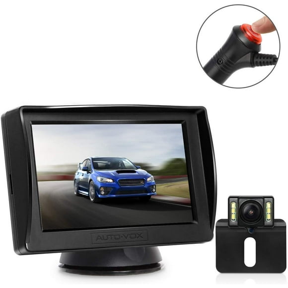 Backup Camera and Monitor Kit RV Camper Vans SAMFIWI 4.3 inch Foldable TFT LCD Monitor and Completely Waterproof Star Light Night Vision Rear/Front View Camera for Car Pickup SUV Truck 